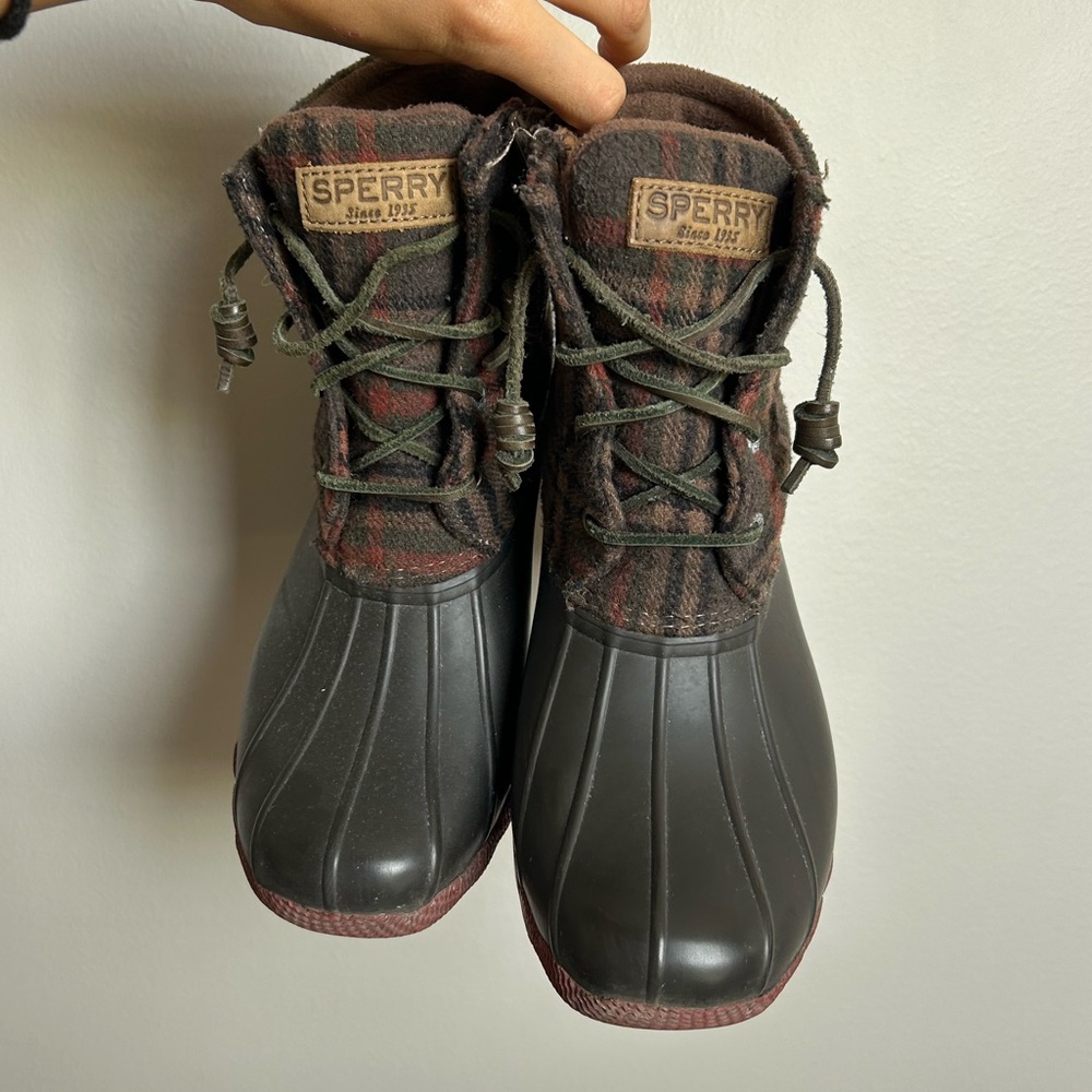 Sperry plaid wool duck boots